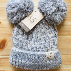 Kids C.C beanie, double pom kids hat, winter hat